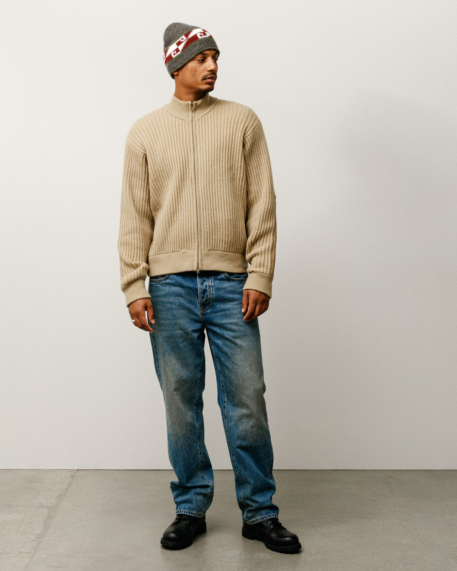 lambs wool zip sweater