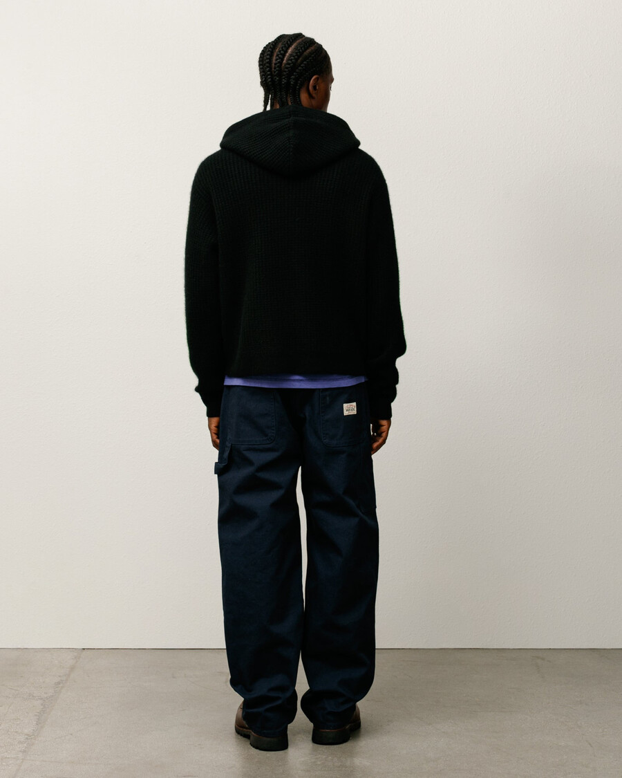 waffle cashmere zip hood sweater