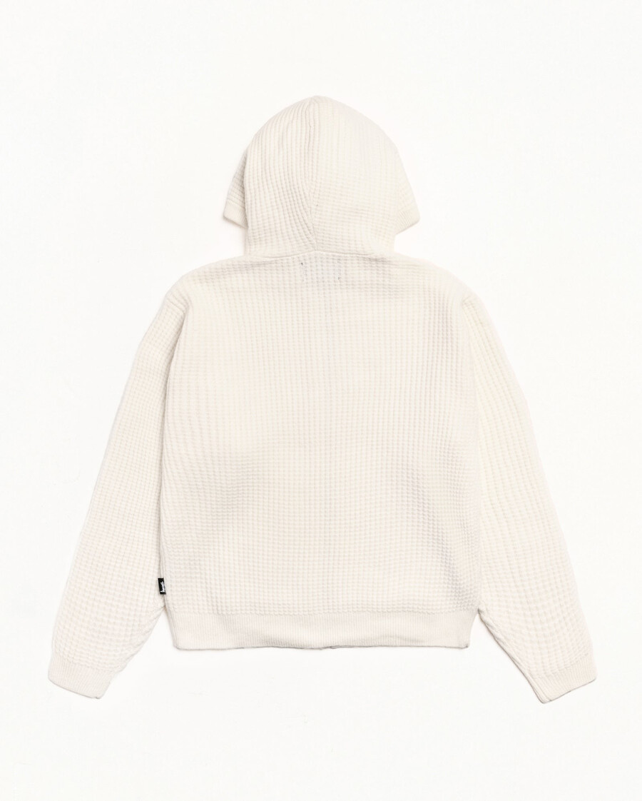 waffle cashmere zip hood sweater