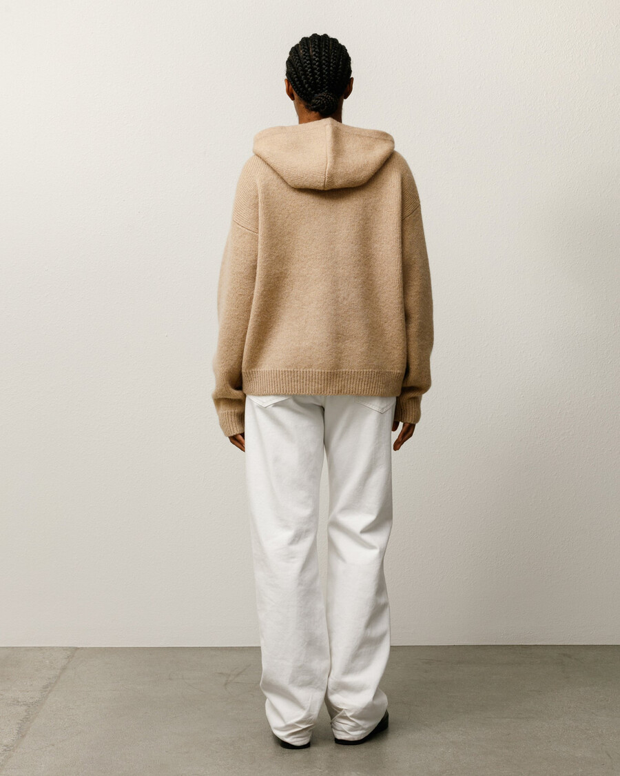 quarter zip knit hoodie