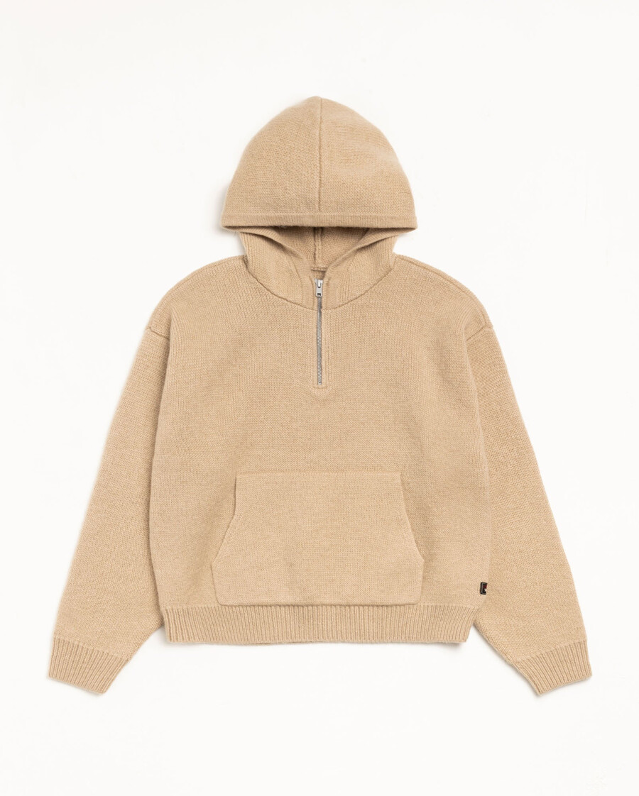 quarter zip knit hoodie