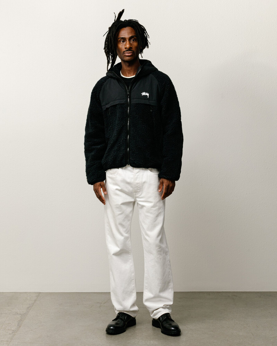 sherpa paneled hooded jacket